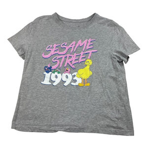 Sesame Street Shirt Womens Medium Gray 1993 Big Bird Grover Cookie Monster Tee